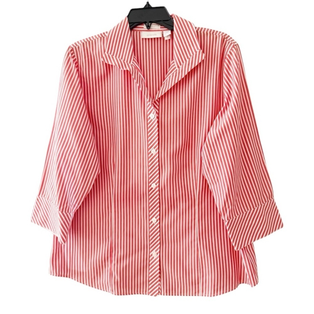 Chico’s Striped No Iron 3/4 Sleeve Shirt Size 2 / Large